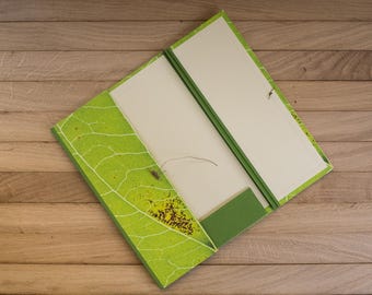 Hand made folio folder, A4 document folder, artwork holder, original photo print cover, wallet for papers, nature theme, unusual gift idea