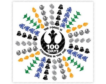 Disney, Star Wars, 100 Days, School, Force, Strong, Jedi, BB8, R2D2, Yoda, Vader,Digital, Download, TShirt, Cut File, SVG, Iron on, Transfer