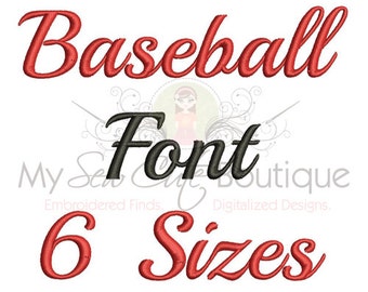 Baseball Time Script Machine Embroidery Font - 6 Sizes Included - BX Format Included