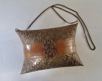 1900s Antique Copper and Brass Pillow Purse