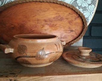 Stoneware Lidded Pot with Handles