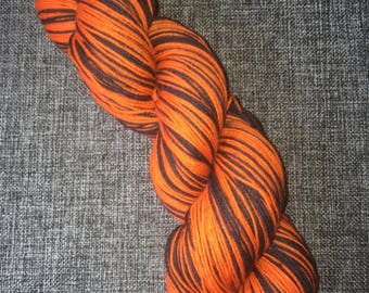 Wicked Pumpkin self striping sock yarn merino nylon hand dyed skein