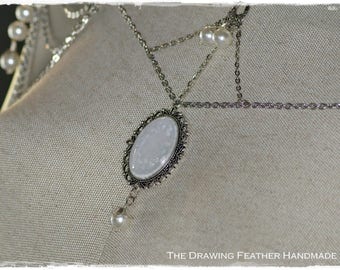 Harness Cage Shoulders Decoration Chains Silver Cameo Glass White Pearls Sexy Wedding Ceremony One Size