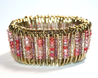Blush - Safety Pin Bracelet, Gold