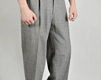 Mens Grey Pants, 1950s Mens Pants, Rockabilly Mens Pants,50s Pants Men, Baggy Pants Men, Mens Pleated Pants, Mens Pleated Trousers, Waist 30
