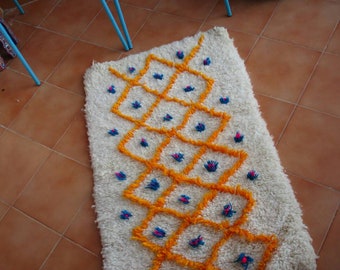 Beni ourain rug, 30% OFF Moroccan rug, Moroccan small rug, nursery rug, baby rug, yellow turquoise rug, soft rug, Morrocan rug