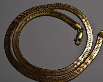 5.8-6mm Gold Plated Copper Herringbone Beveled Edge Chain (1070017)