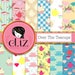 Cupcake digital paper. Tea party digital paper 'over the teacups' garden party paper pack, tea party backgrounds x 12