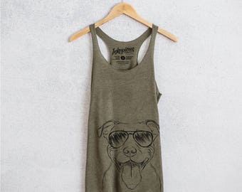 Major the Pitbull - Tri-Blend Racerback Tank - 7 Color Options - Dog Lover Gift, Love My Dog, Pit Bull