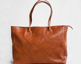 Leather Shopper in Cognac, Leather Tote, Shoulder Bag, Brown Leather Bag, Leather Bag, Leather Handbag, Laptop Bag, School Bag, Book Bag
