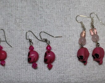 Day of the Dead Skull Earrings Pinks