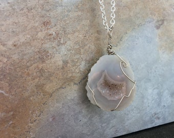 Geode Necklace//Sterling Silver