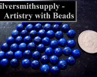 2 pcs Afghanistan lapis lazuli high dome cabochons 6mm round 1.25 each CB003