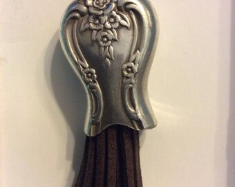 Vintage silverplate knife handle tassel pendant