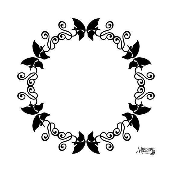 Butterfly Swirls Monogram Circle SVG