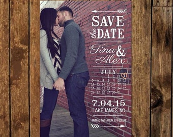 diy personalized photo save the date rustic calendar vintage