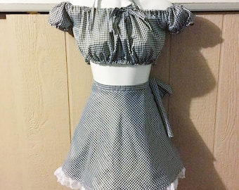 Gingham Skirt Two Piece Set