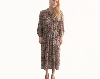 Retro Floral Dress size 14/ 70s Dress/ Retro Dress/ Vintage Dress/ Floral Print Dress/ 1970s Dress/ Stitches Dress