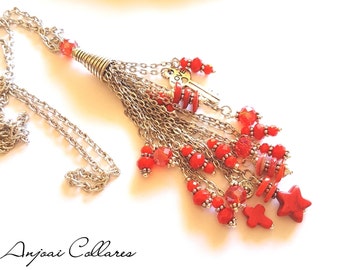 Long flashes and stones pendant