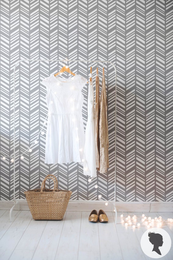 Herringbone Removable Wallpaper / Traditional or Self Adhesive