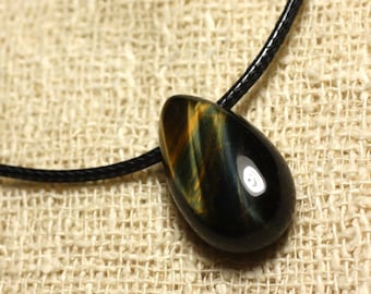 Stone - Tiger eye and Falcon drop 25mm pendant necklace
