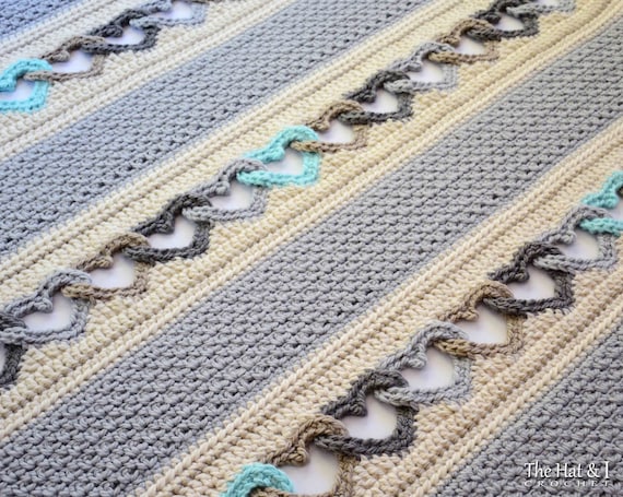 CROCHET PATTERN - With All My Heart - crochet blanket pattern, heart afghan pattern, linked hearts blanket pattern - Instant PDF Download