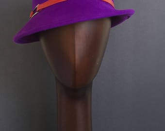 CLARA - Cloche - Electric Plum Velour Fur Felt