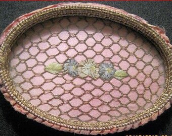 Vintage Ribbon Work Tray Vanity Flapper Boudoir