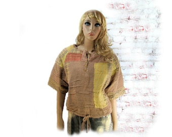 Bohemian Top,altered top,casual top, unique clothing, earthy clothing, Med / Large # S T 6