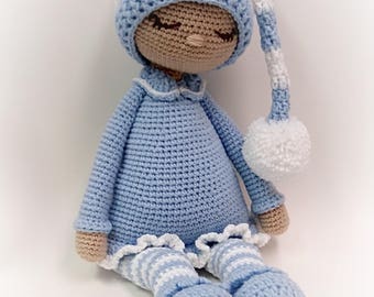 Sleeping Baby Doll * 22" * Blue and White * Ready to Ship