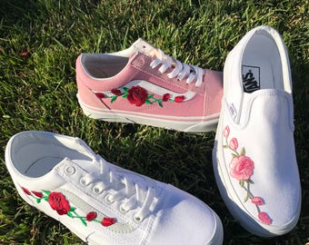 Custom Rose Embroidered Vans