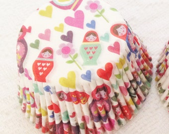 Russian Doll Muffin Cases - 48 Pretty Paper Cupcake Cases in a Pod