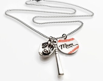 Baseball Mom Necklace - Baseball Gifts - Personalized Team Gift - Sports Jewelry - Baseball Mom Pendant - Baseball Charm - Coach Gift