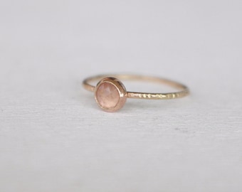 14 k Gold stackable Ring with Rose quartz