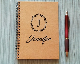 Personalized Notebook, Name & Initial (Wreath) - 5 x 7 Journal, Writing Journal, Personalized Journal, Bullet Journal, Sketchbook, Gift Idea