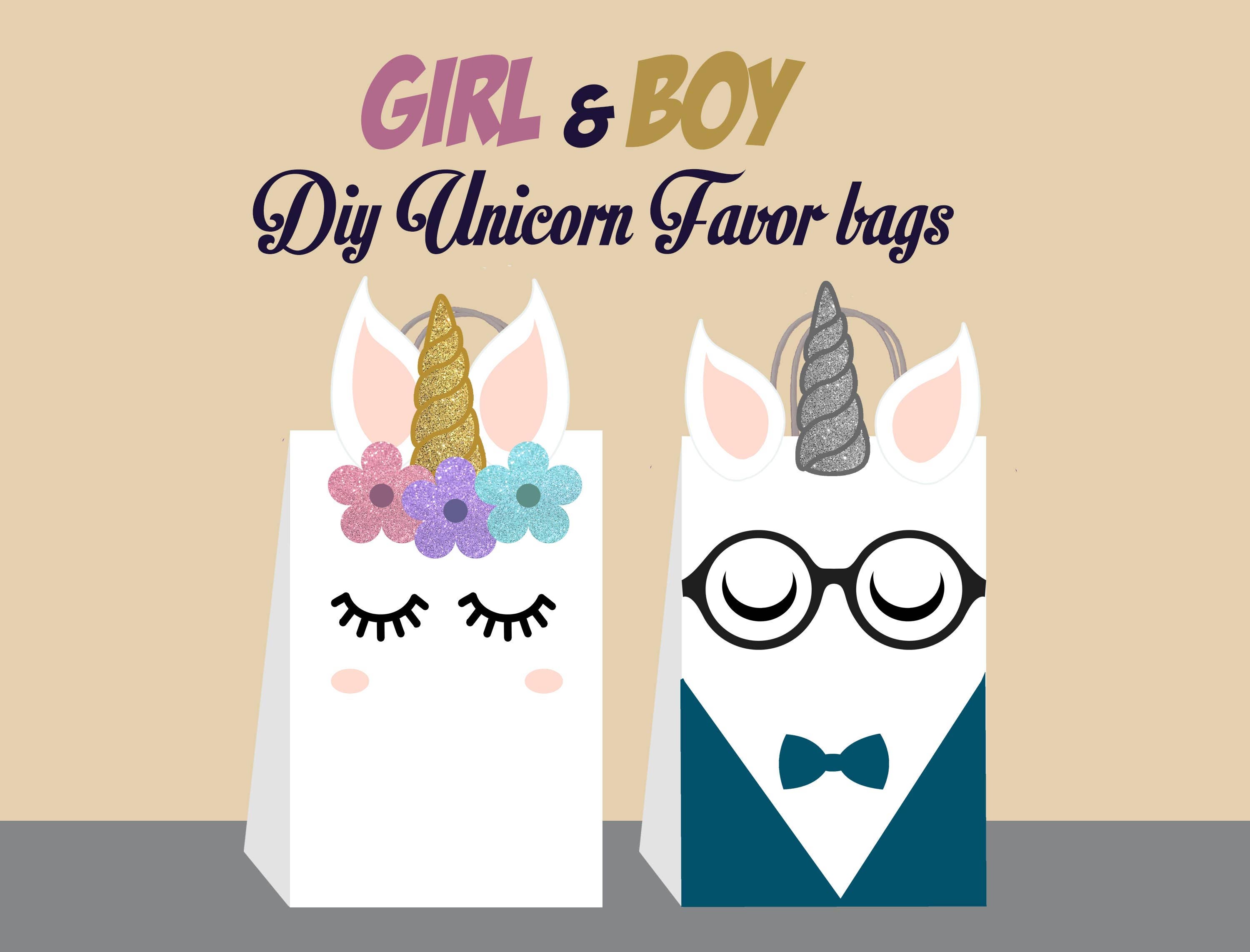 Unicorn DIY Favor Bag Template Unicorn Party Bags Printable
