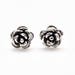 Rose Stud Earrings - Rose Studs - 925 Sterling Silver- Oxidized Finish - Hand Cast