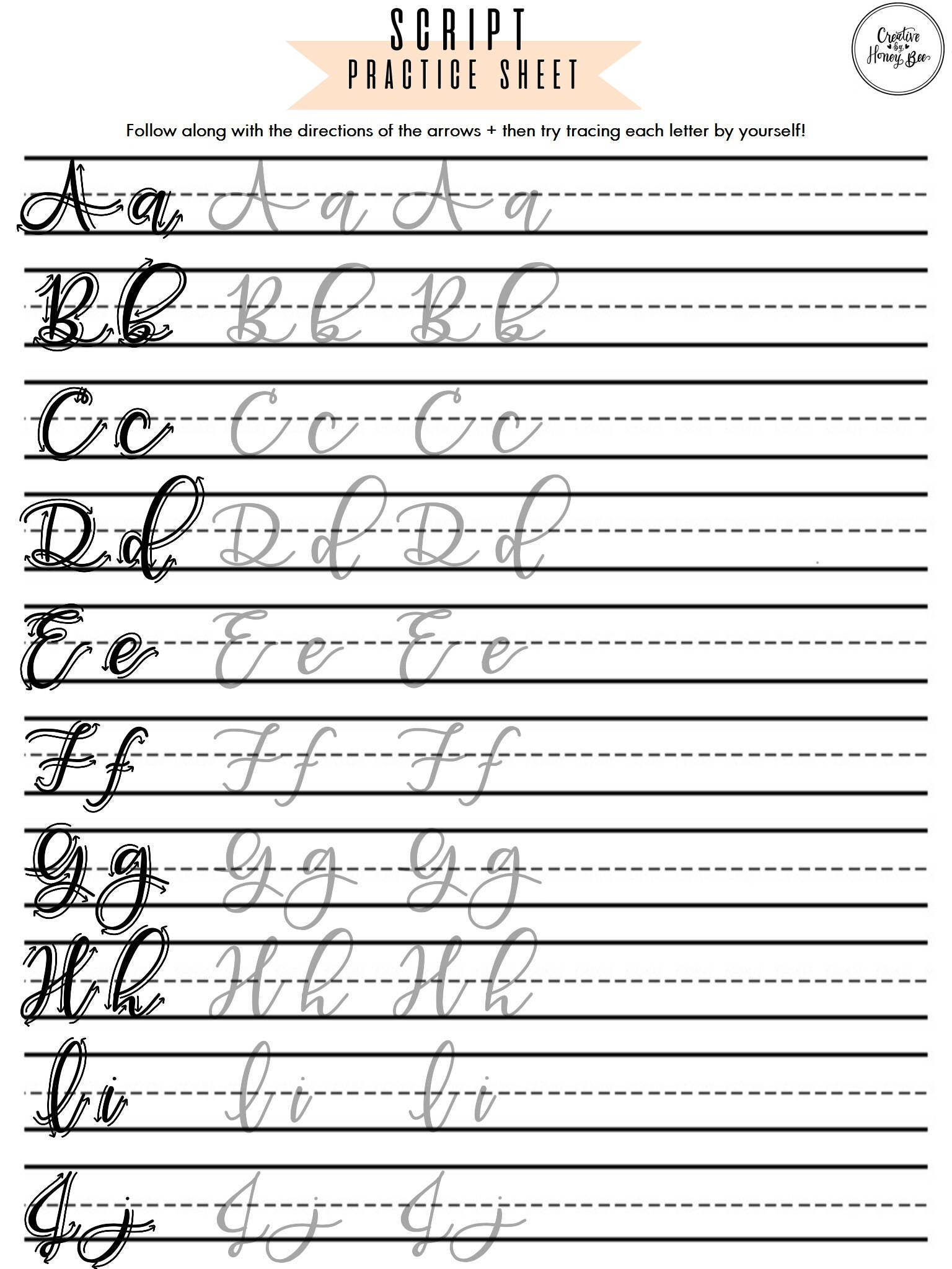 A Z Script lettre perceuses Minuscules et majuscules El Armario Hn Caligrafia ~ A Z Script lettre perceuses Minuscules et majuscules