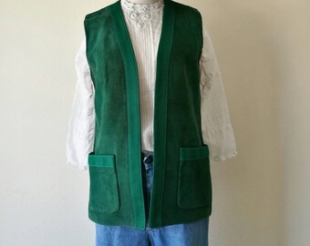 Vintage 1970s green suede leather vest
