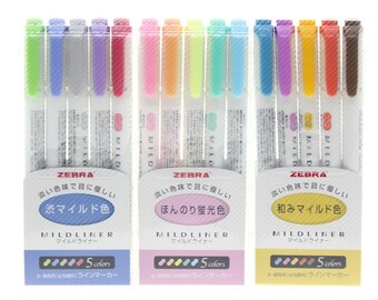 Zebra Mildliner Double-Sided Highlighter - Fine - Mild Fluorescent/Cool Refined/Deep & Warm Color Set