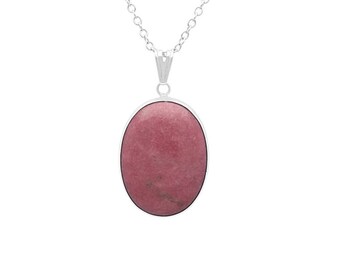 Rhodonite pendant, Sterling Silver, rhodonite jewelry, statement necklace, rhodonite necklace , gift for her, pink rhodonite, gemstone