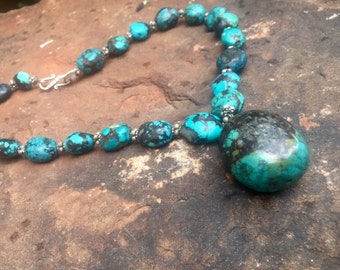 Turquoise and sterling silver necklace