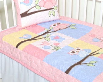 Baby blanket, owl quilt blanket, baby bedding, owl nursery decoration