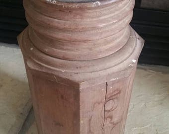 Antique knewl post cap , hardwood knewl post cap , knewel post , wood candle stand , woodworking supplies , archetechural salvage