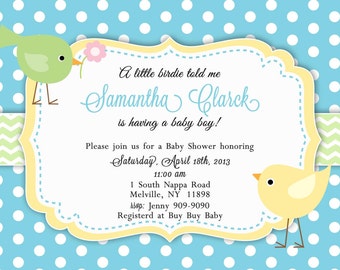 Little Birdie Baby Shower Invitation