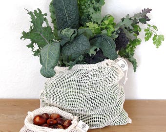 Set of 2 (L + M) shopping networks made of organic cotton, color: natural