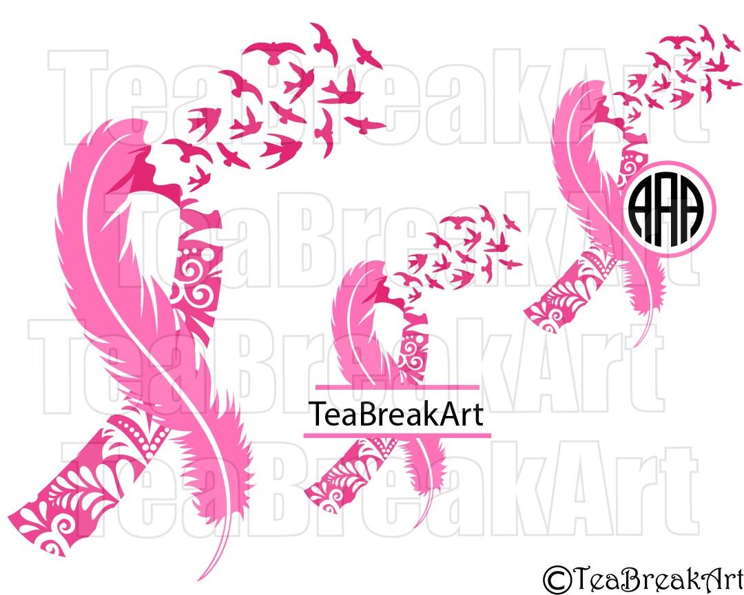 Download Breast Cancer Awareness zentangle feather bird flying ...