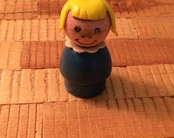 Vintage Fisher Price Little People - Little Girl (Wooden Base)
