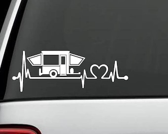 K1150 Pop Up Camper Travel Trailer Heartbeat Lifeline 8 Inch Decal Sticker
