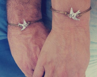 Love Birds, Couple bracelets, His Hers Bracelet, Leather Bracelet, Matching Bracelets, Couples jewelry, Boyfriend Girlfriend,His And Hers
